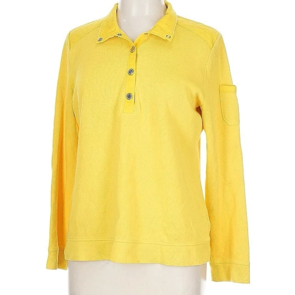 NAME YOUR PRICE • Lauren Ralph Lauren Yellow V-Neck Button Up Sweater Sz Medium